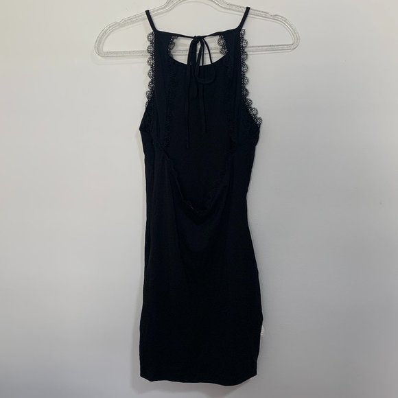 NEW Superdown Lina black open back lace trim dress Size Small - Picture 5 of 11